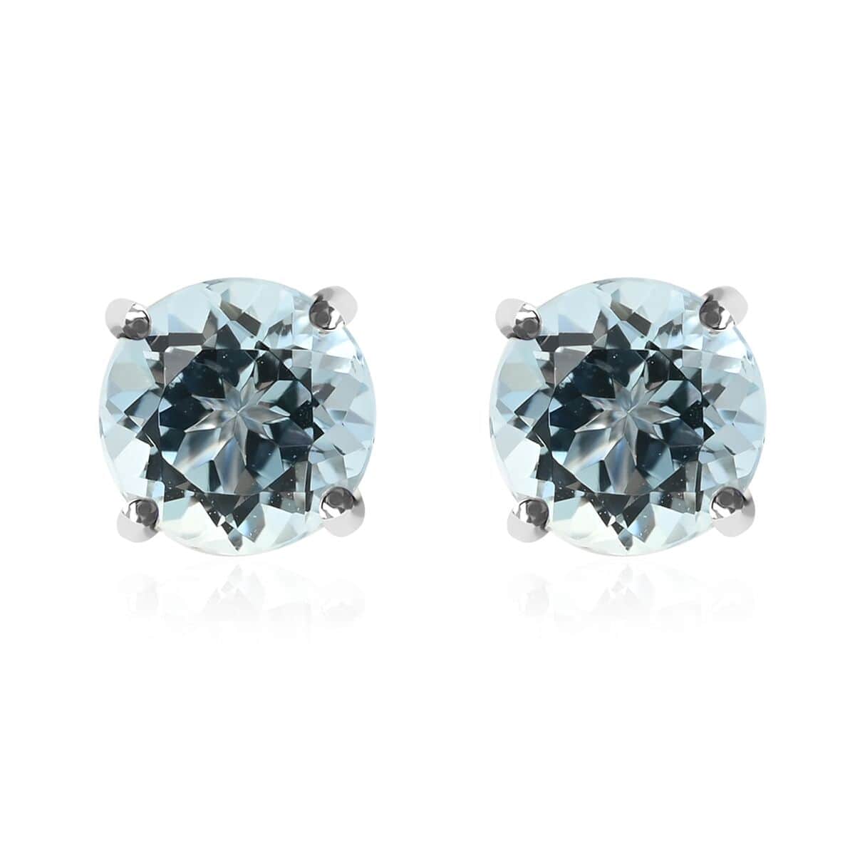 Certified Iliana 18K White Gold AAA Santa Maria Aquamarine Stud Earrings 1.00 ctw image number 0