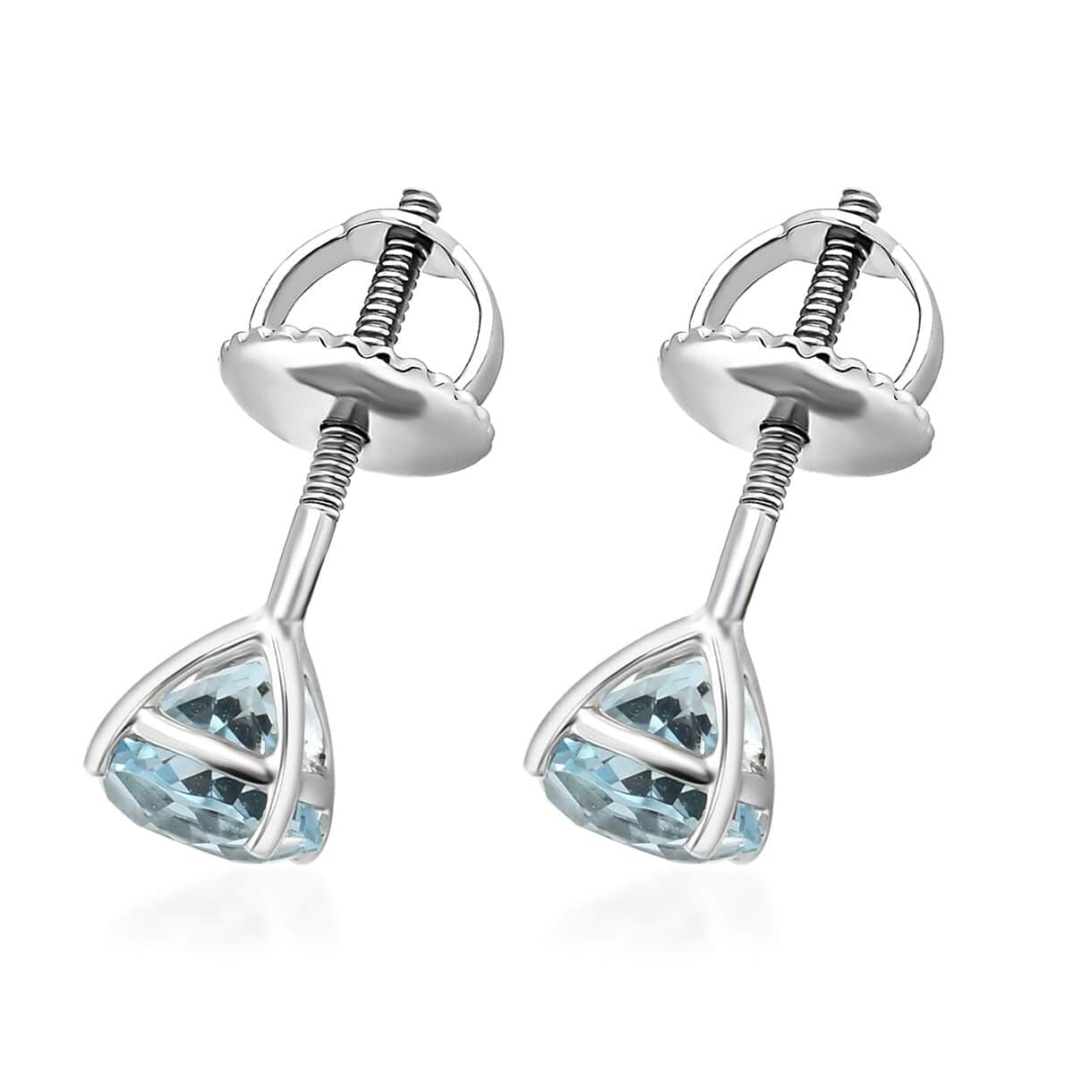 Certified Iliana 18K White Gold AAA Santa Maria Aquamarine Stud Earrings 1.00 ctw image number 2