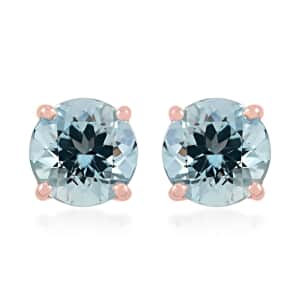 Certified Iliana 18K Rose Gold AAA Santa Maria Aquamarine Stud Earrings 1.00 ctw