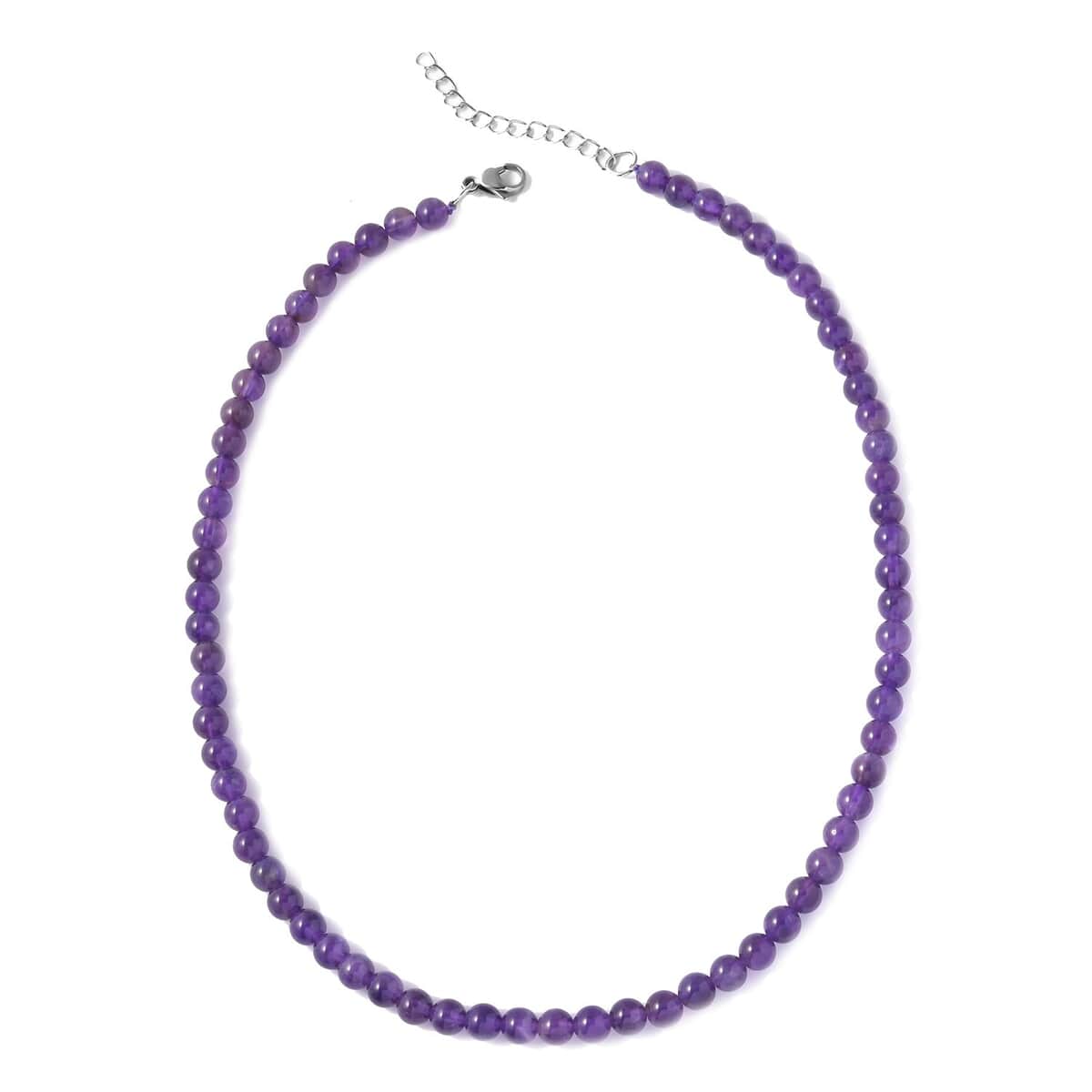 Amethyst Beaded Necklace 18-20 Inches in Stainless Steel 130.00 ctw image number 0