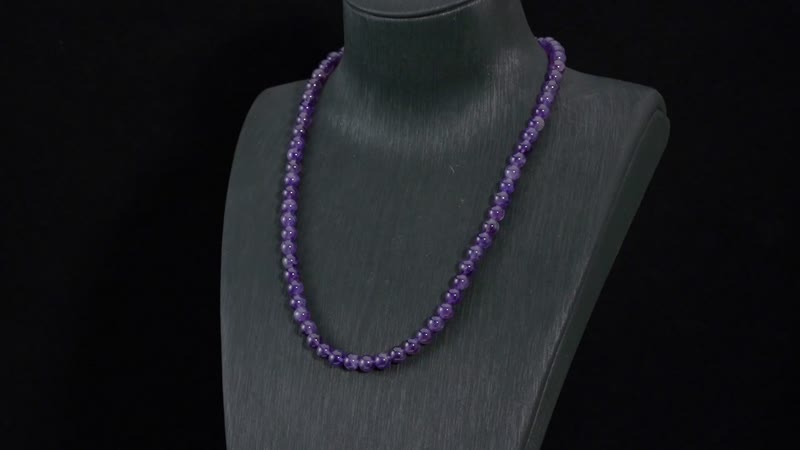 Amethyst Beaded Necklace 18-20 Inches in Stainless Steel 130.00 ctw