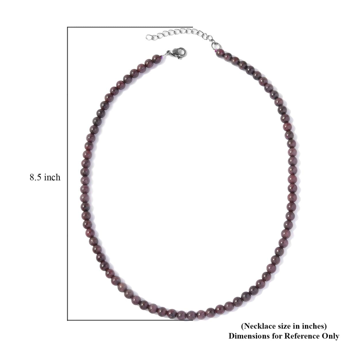 Mozambique Garnet 5-7mm Beaded Necklace (18-20 Inches) in Stainless Steel 165.00 ctw , Tarnish-Free, Waterproof, Sweat Proof Jewelry image number 3