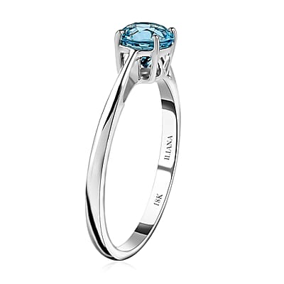 Certified and Appraised Iliana AAA Santa Maria Aquamarine 1.00 ctw Solitaire Ring in 18K White Gold (Size 10.0)