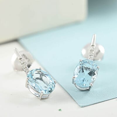 Certified & Appraised Iliana 18K White Gold AAA Santa Maria Aquamarine and G-H SI Diamond Earrings 2.50 ctw