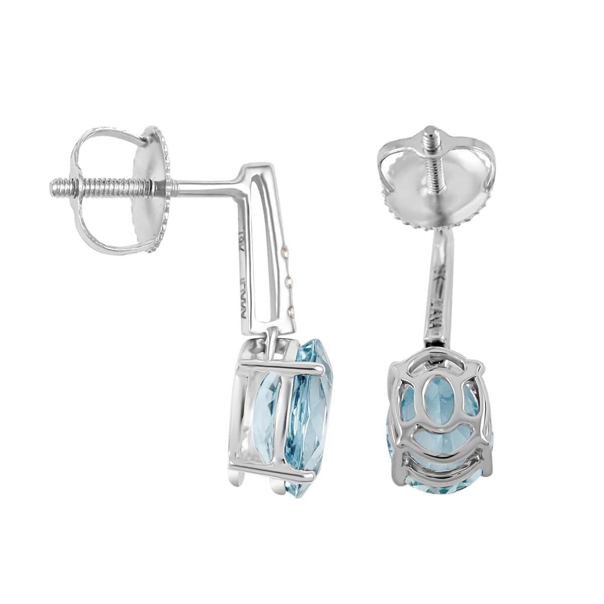 Certified & Appraised Iliana 18K White Gold AAA Santa Maria Aquamarine and G-H SI Diamond Earrings 2.50 ctw image number 3