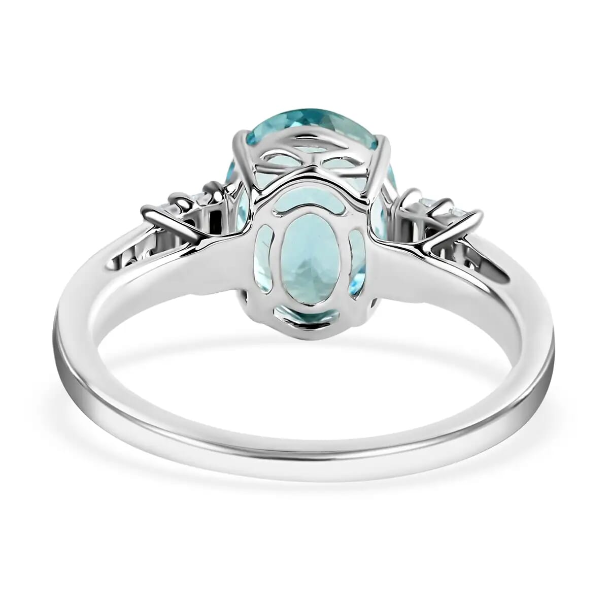 Iliana Certified & Appraised AAA Santa Maria Aquamarine Ring, G-H SI Diamond Accent Ring, 18K White Gold Ring, Engagement Ring For Her 3.25 Grams 2.75 ctw (Size 7.00) image number 4