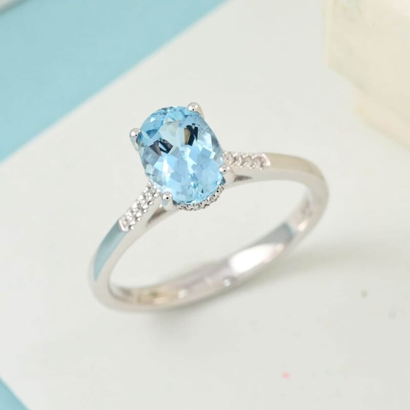 Certified & Appraised Iliana 18K White Gold AAA Santa Maria Aquamarine and G-H SI Diamond Ring (Size 10.0) 1.35 ctw