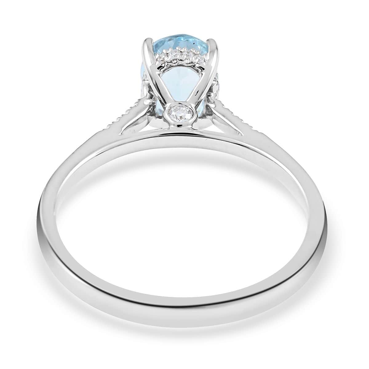 Doorbuster Certified & Appraised ILIANA Doorbuster 18K White Gold AAA Santa Maria Aquamarine and G-H SI Diamond Ring 3 Grams 1.35 ctw image number 4