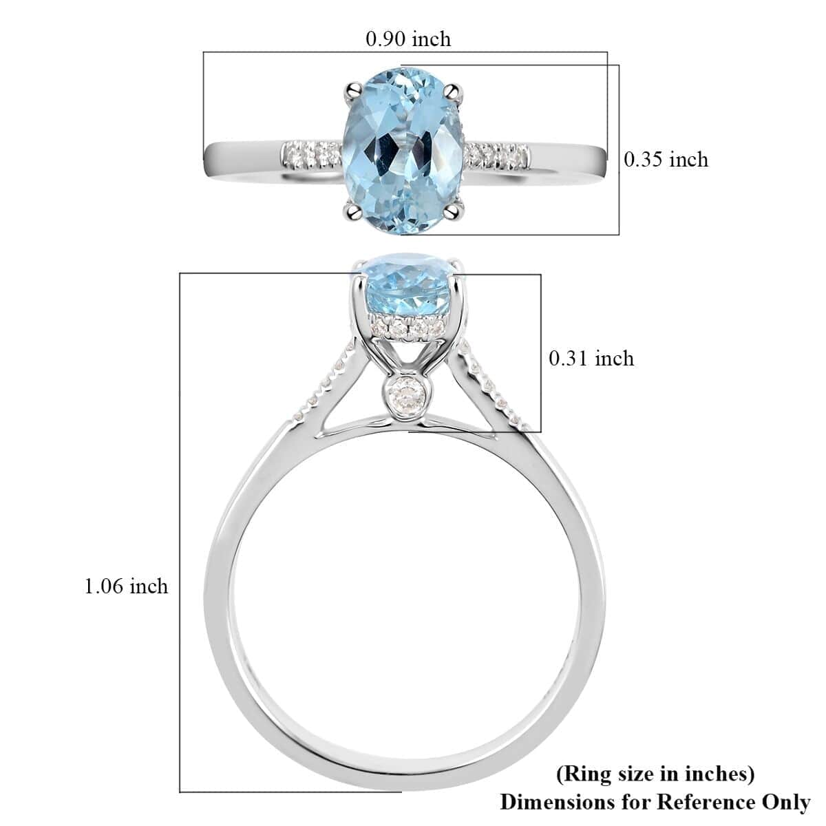 Doorbuster Certified & Appraised ILIANA Doorbuster 18K White Gold AAA Santa Maria Aquamarine and G-H SI Diamond Ring 3 Grams 1.35 ctw image number 5