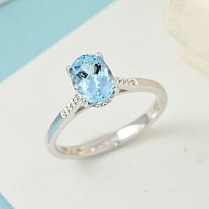 Certified & Appraised Iliana 18K White Gold AAA Santa Maria Aquamarine and G-H SI Diamond Ring (Size 7.0) 1.35 ctw