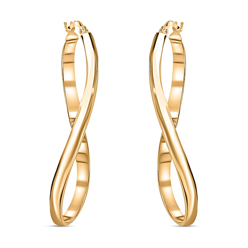 Italian 10K Yellow Gold Twist Hoop Earrings 1.85 Grams