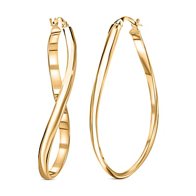 Italian 10K Yellow Gold Twist Hoop Earrings 1.85 Grams