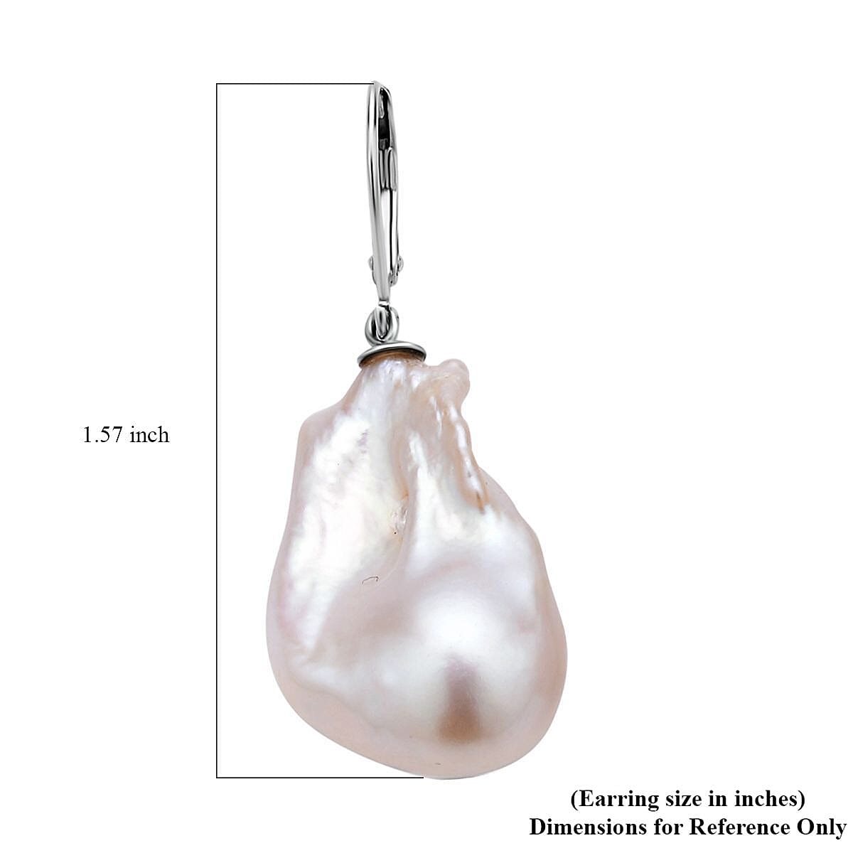 Organic Shape Baroque Pearl Earrings in Rhodium Over Sterling Silver image number 4