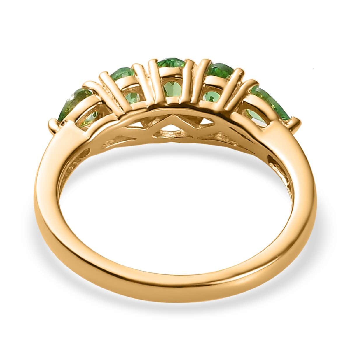 Premium Natural Tsavorite Garnet 5 Stone Ring in Vermeil Yellow Gold Over Sterling Silver 1.00 ctw image number 4