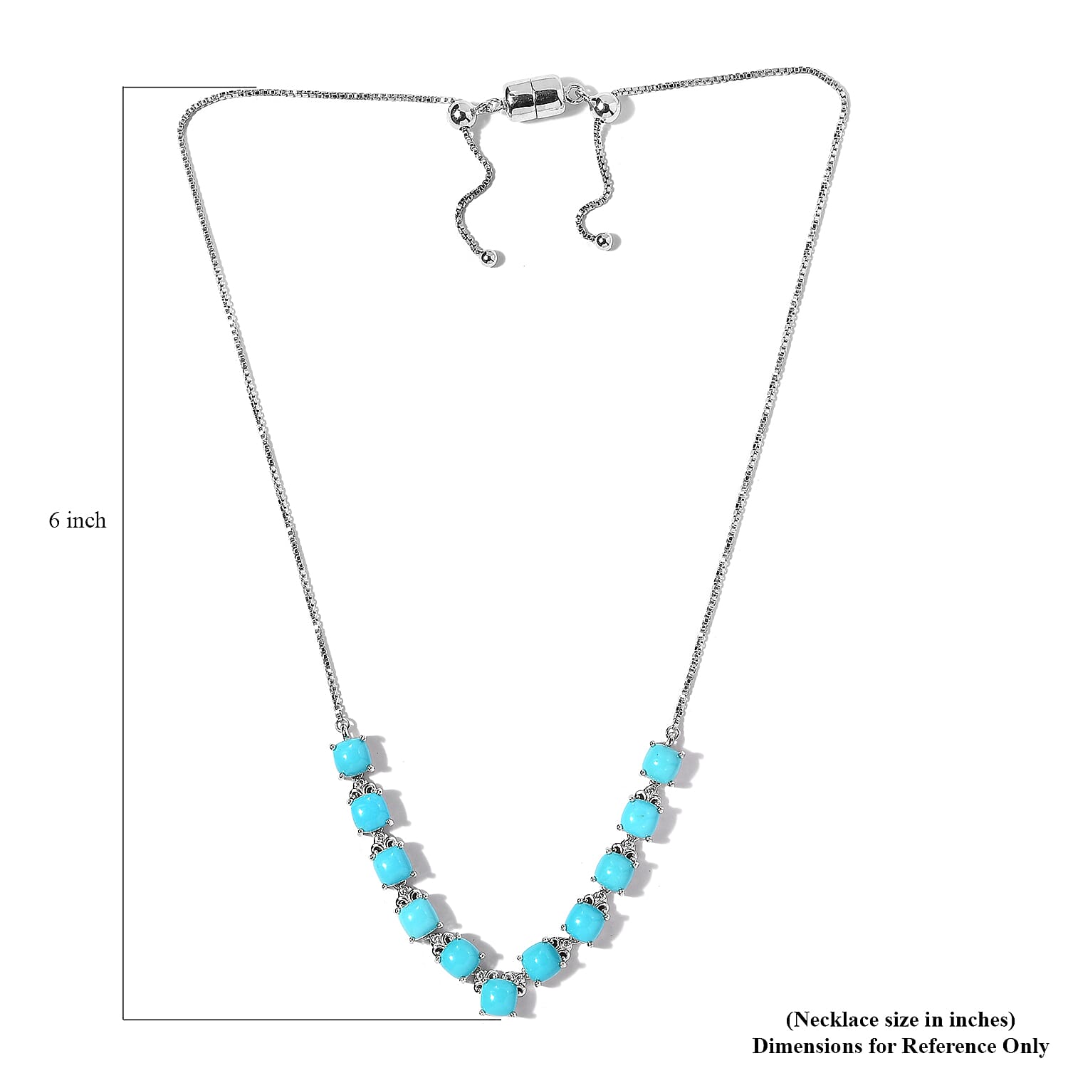 Premium Sleeping Beauty Turquoise and White Topaz 10.20 ctw Necklace in Rhodium Over Sterling Silver 19 Inches