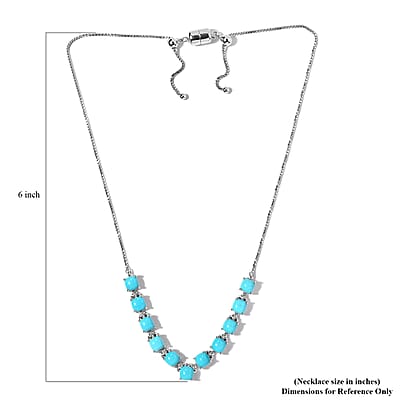 Premium Sleeping Beauty Turquoise and White Topaz 10.20 ctw Necklace in Rhodium Over Sterling Silver 19 Inches