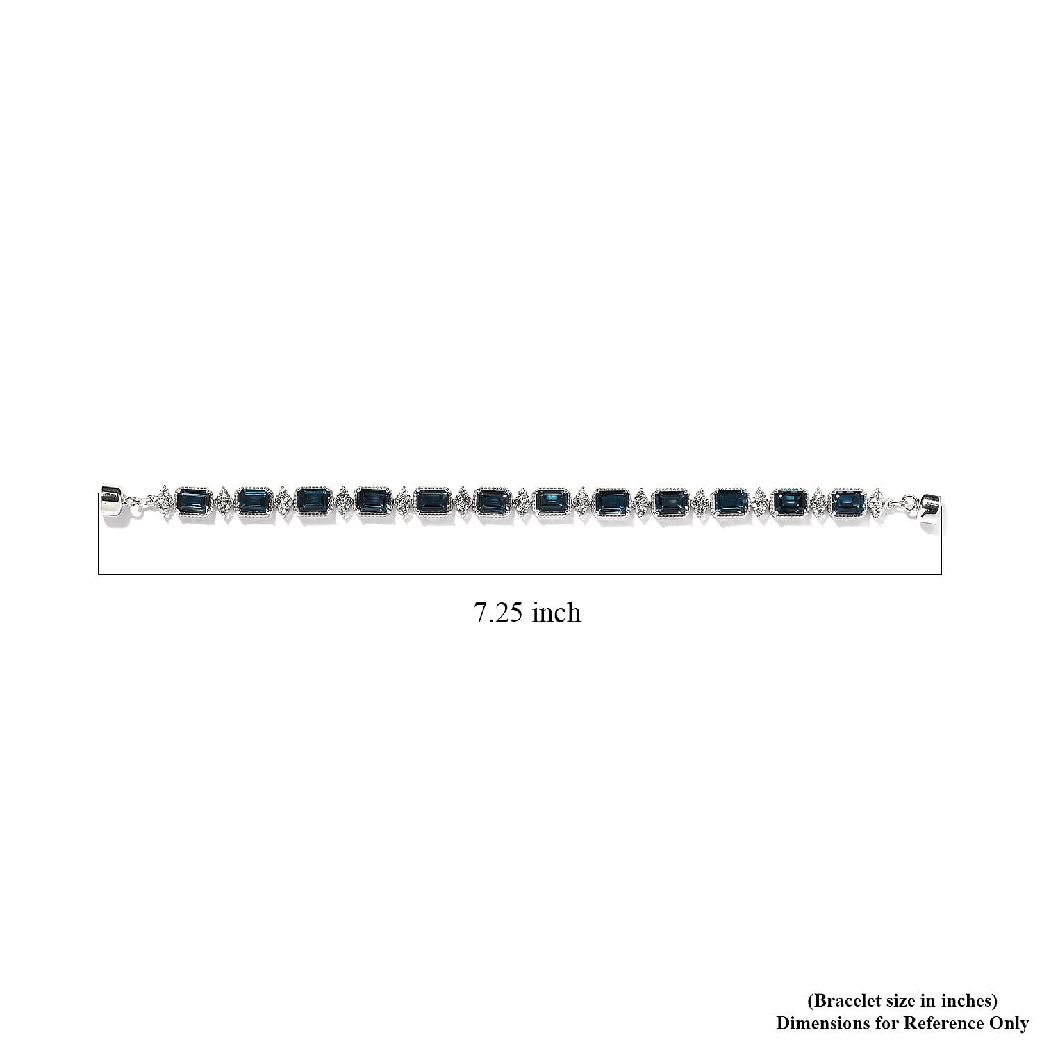 Premium London Blue Topaz and White Topaz 15.50 ctw Bracelet in Rhodium Over Sterling Silver (7.10 In)