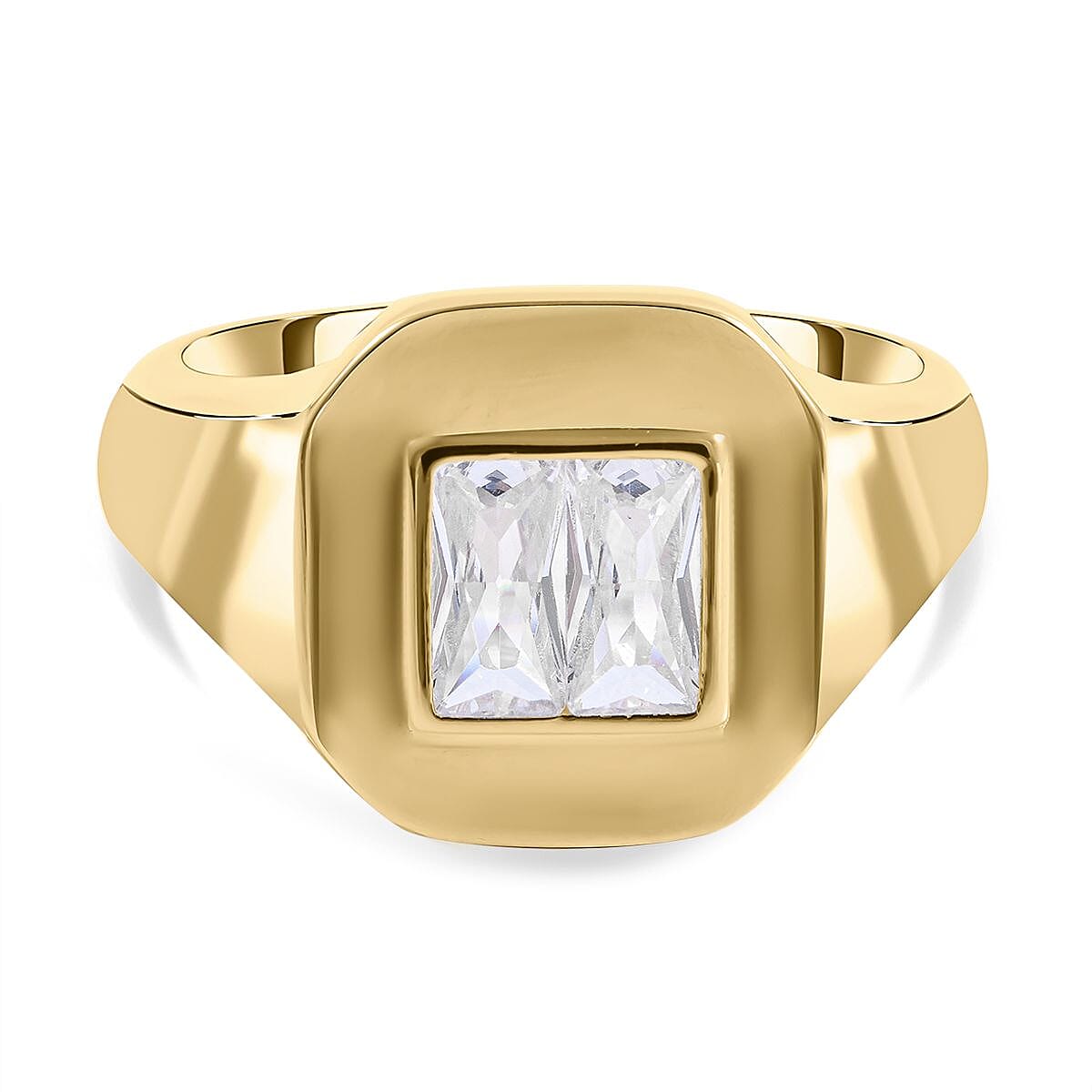 Simulated Diamond 0.66 ctw Ring in 14K YG Plated Sterling Silver (Size 9)