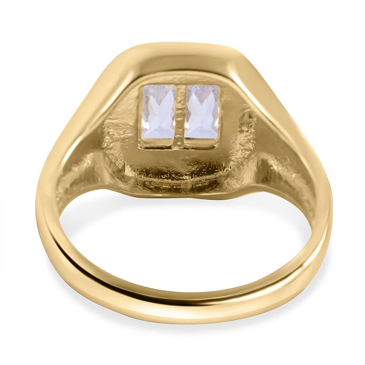 Simulated Diamond 0.66 ctw Ring in 14K YG Plated Sterling Silver (Size 9)