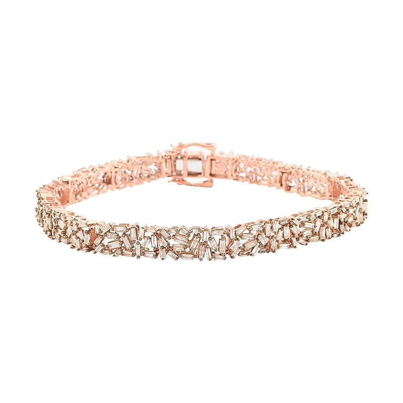 Natural Champagne Diamond Bracelet in Vermeil Rose Gold Over Sterling Silver (7.25 In) 5.00 ctw