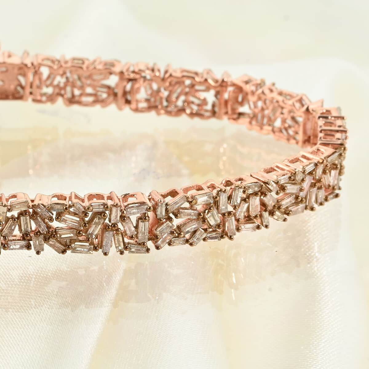 Natural Champagne Diamond Bracelet in Vermeil Rose Gold Over Sterling Silver (7.25 In) 13 Grams 5.00 ctw image number 1