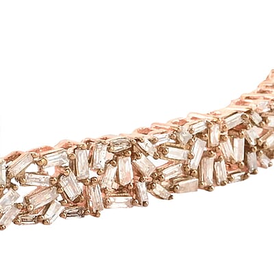Natural Champagne Diamond Bracelet in Vermeil Rose Gold Over Sterling Silver (7.25 In) 5.00 ctw