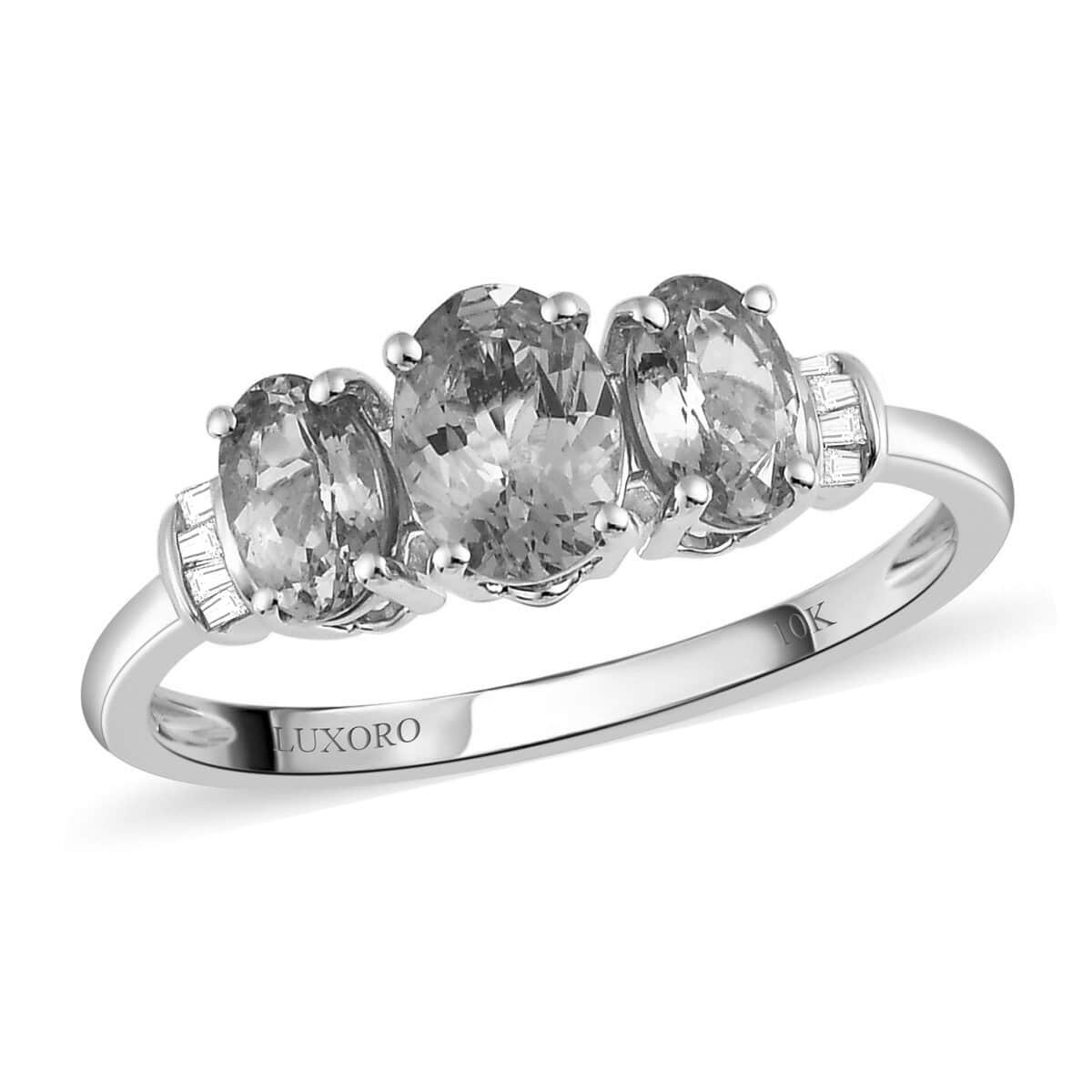 Luxoro 10K Yellow Gold Premium Tsavorite Garnet and G-H I3 Diamond Trilogy Ring (Size 8.0) 1.75 ctw image number 0