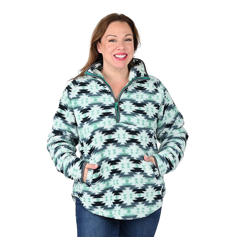 VICTORY OUTFITTERS Mint Aztec Fluffy Fleece Pullover - M