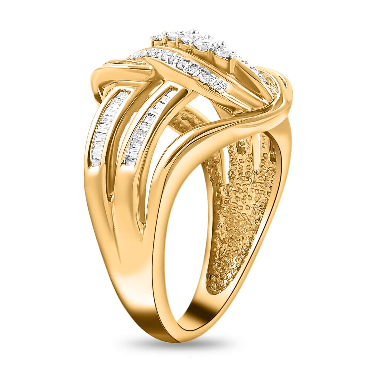 NY Closeout 10K Yellow Gold I I3 Diamond Swirl Fashion Band Ring (Size 6.0) 5 Grams 0.50 ctw image number 3