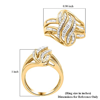 NY Closeout I3 Diamond 0.50 ctw Swirl Fashion Band Ring in 10K Yellow Gold (Size 6.0) 5 Grams