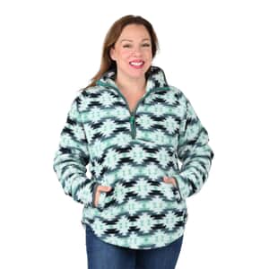 VICTORY OUTFITTERS Mint Aztec Fluffy Fleece Pullover