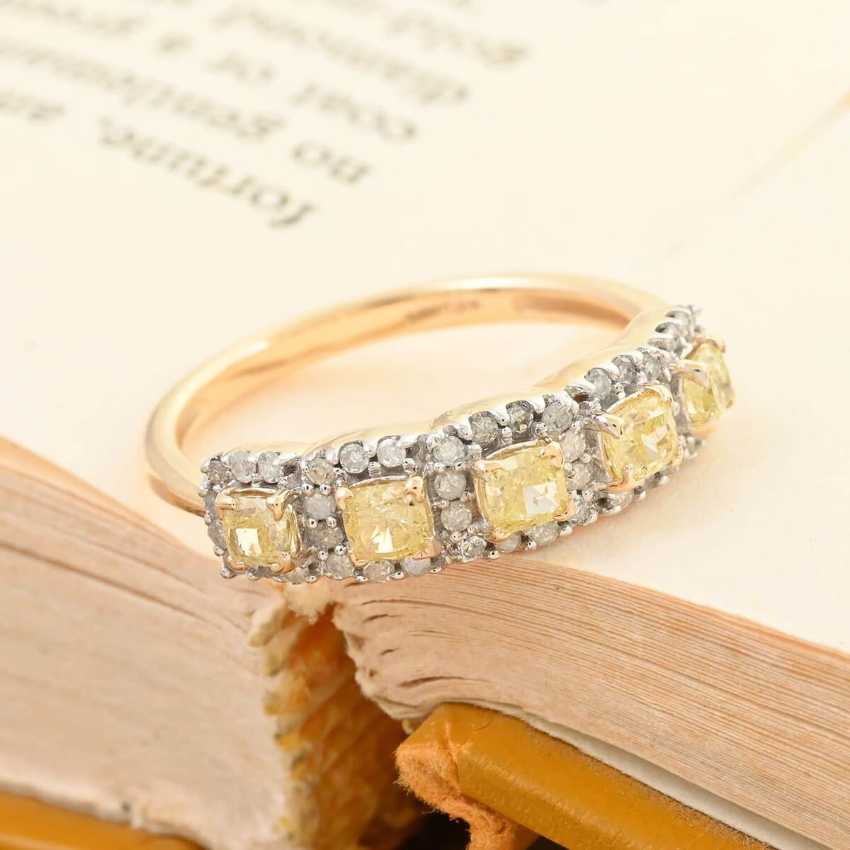 SGL Certified Luxoro I1-I2 Natural Yellow and White Diamond 1.00 ctw Ring in 14K Yellow Gold (Size 8.0) image number 1