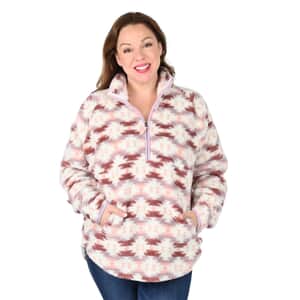 VICTORY OUTFITTERS Pink Aztec Fluffy Fleece Pullover