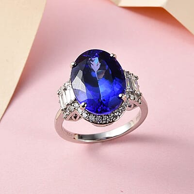 Rhapsody AAAA Tanzanite and E-F VS Diamond 9.40 ctw Ring in 950 Platinum (Size 7.0) 7.50 Grams