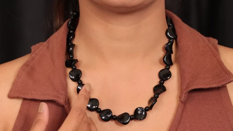 Black Agate Necklace (20 Inches) in Stainless Steel 287.05 ctw , Tarnish-Free, Waterproof, Sweat Proof Jewelry