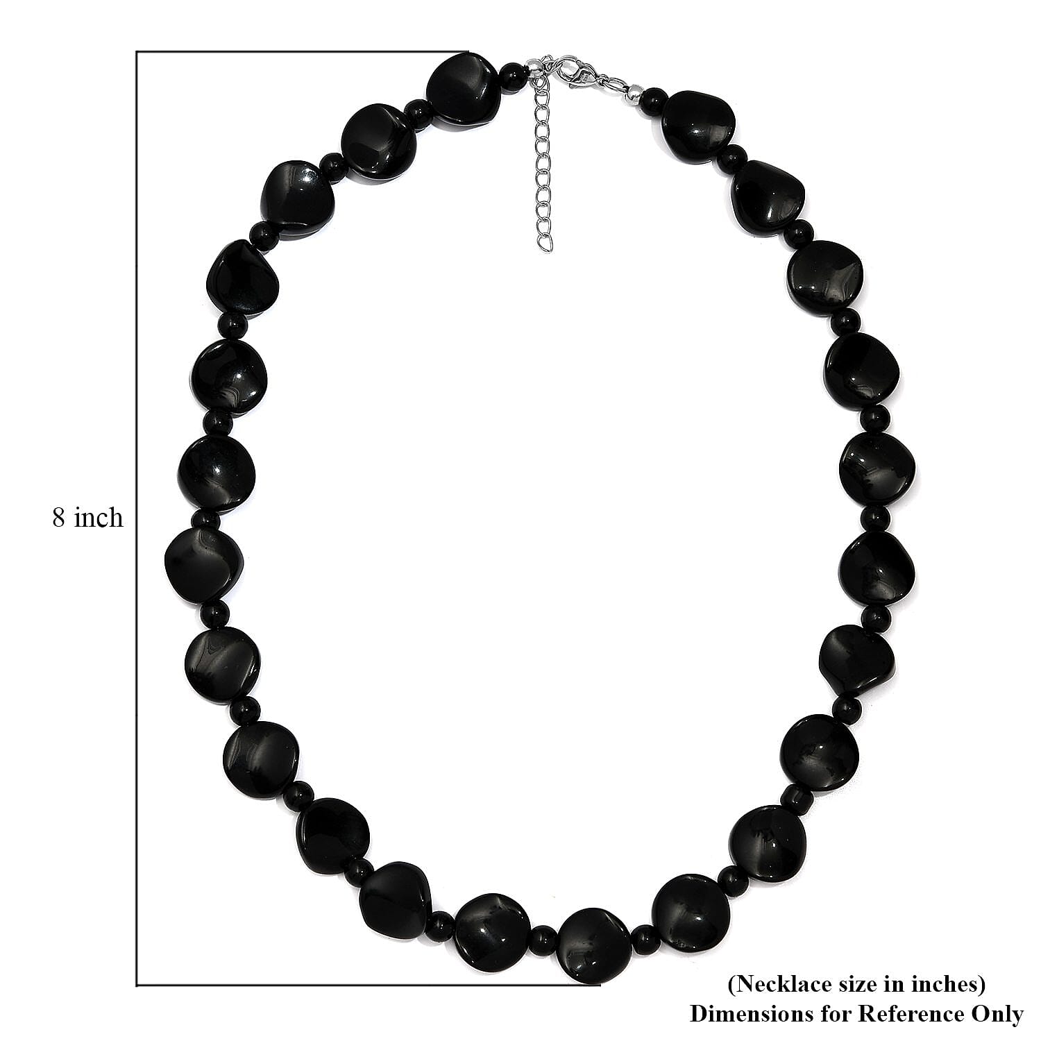Black Agate Necklace (20 Inches) in Stainless Steel 287.05 ctw , Tarnish-Free, Waterproof, Sweat Proof Jewelry