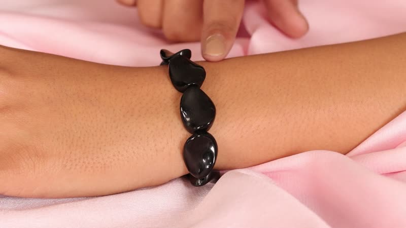 Black Agate Bracelet in Stainless Steel (Adjustable) 90.00 ctw , Tarnish-Free, Waterproof, Sweat Proof Jewelry