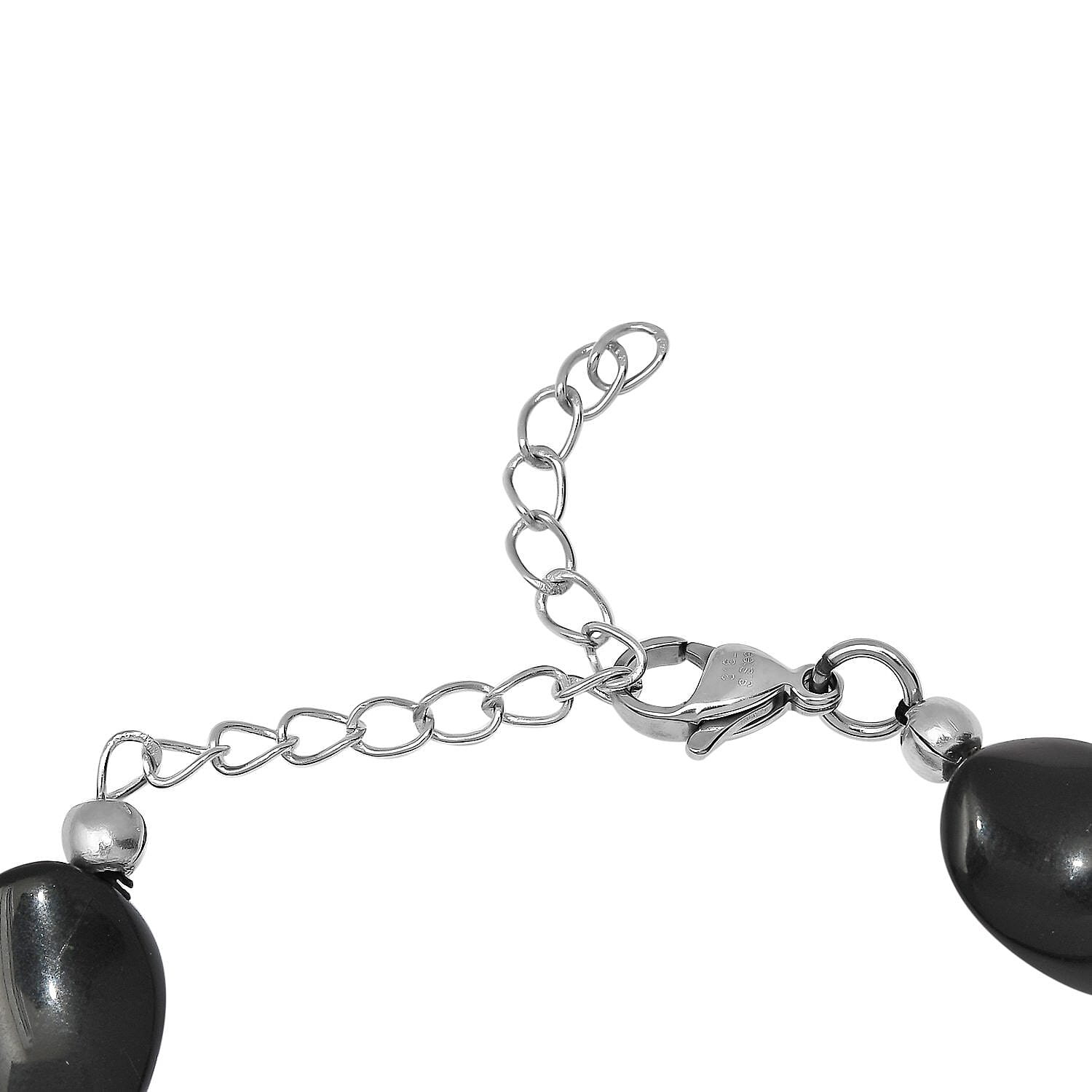 Black Agate Bracelet in Stainless Steel (Adjustable) 90.00 ctw , Tarnish-Free, Waterproof, Sweat Proof Jewelry