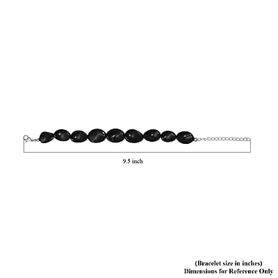 Black Agate Bracelet in Stainless Steel (Adjustable) 90.00 ctw , Tarnish-Free, Waterproof, Sweat Proof Jewelry