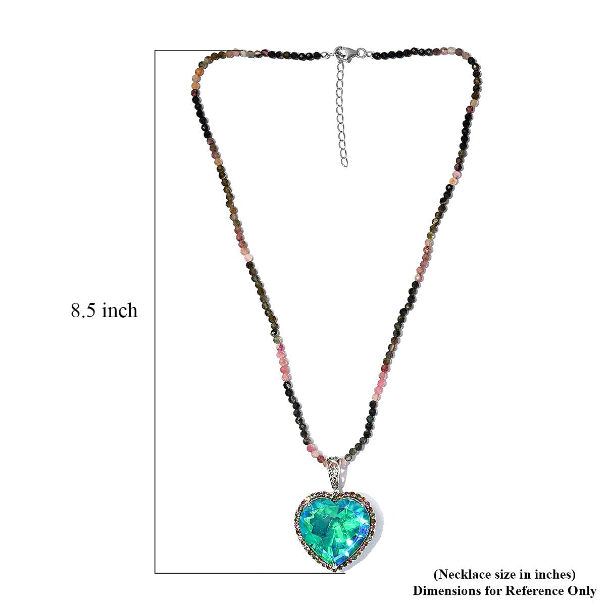 Peacock Quartz (Triplet) and Multi-Tourmaline Necklace 18 Inches in Platinum Over Sterling Silver 71.60 ctw image number 5