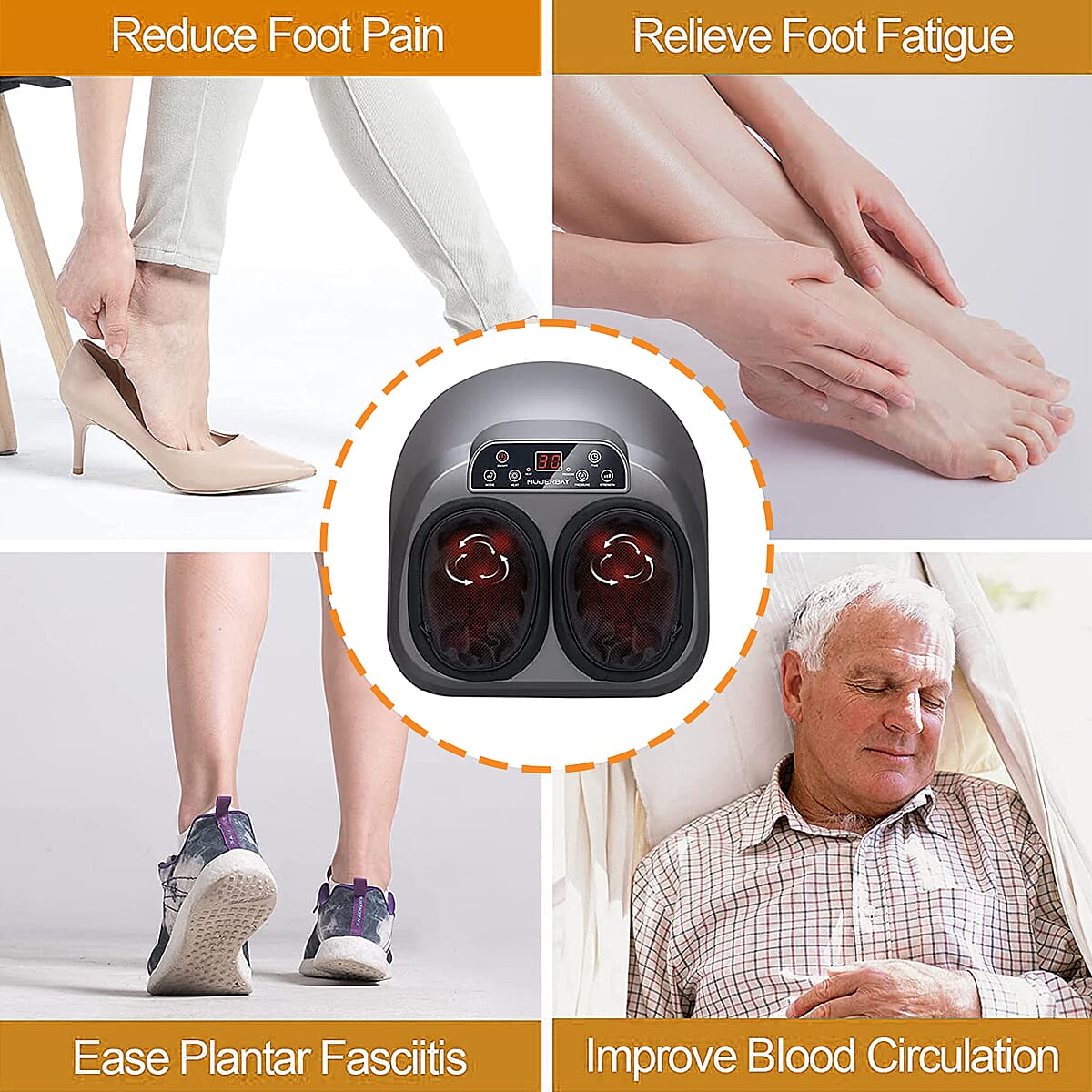 MUJERBAY Black and Gray Foot Massager RD-Z680 (Ships in 8-10 Business Days) image number 4