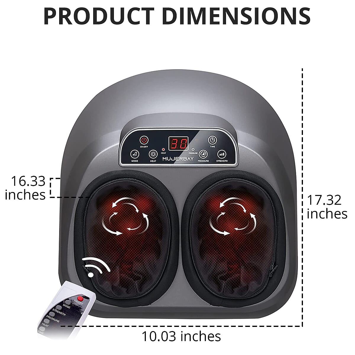 MUJERBAY Black and Gray Foot Massager RD-Z680 (Ships in 8-10 Business Days) image number 5