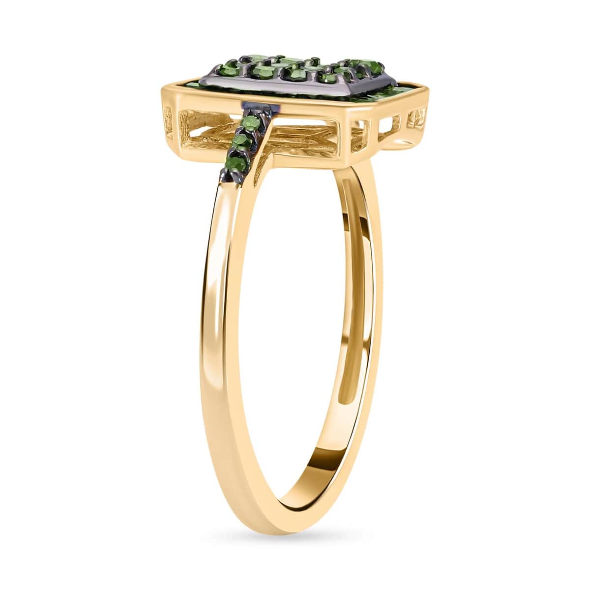 Green Diamond Ring in Vermeil Yellow Gold Over Sterling Silver (Size 10.0) 0.50 ctw image number 2