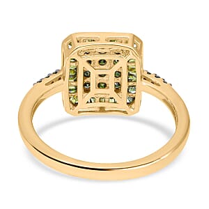 D'Joy Green Diamond Ring in Vermeil Yellow Gold Over Sterling Silver (Size 10.0) 0.50 ctw