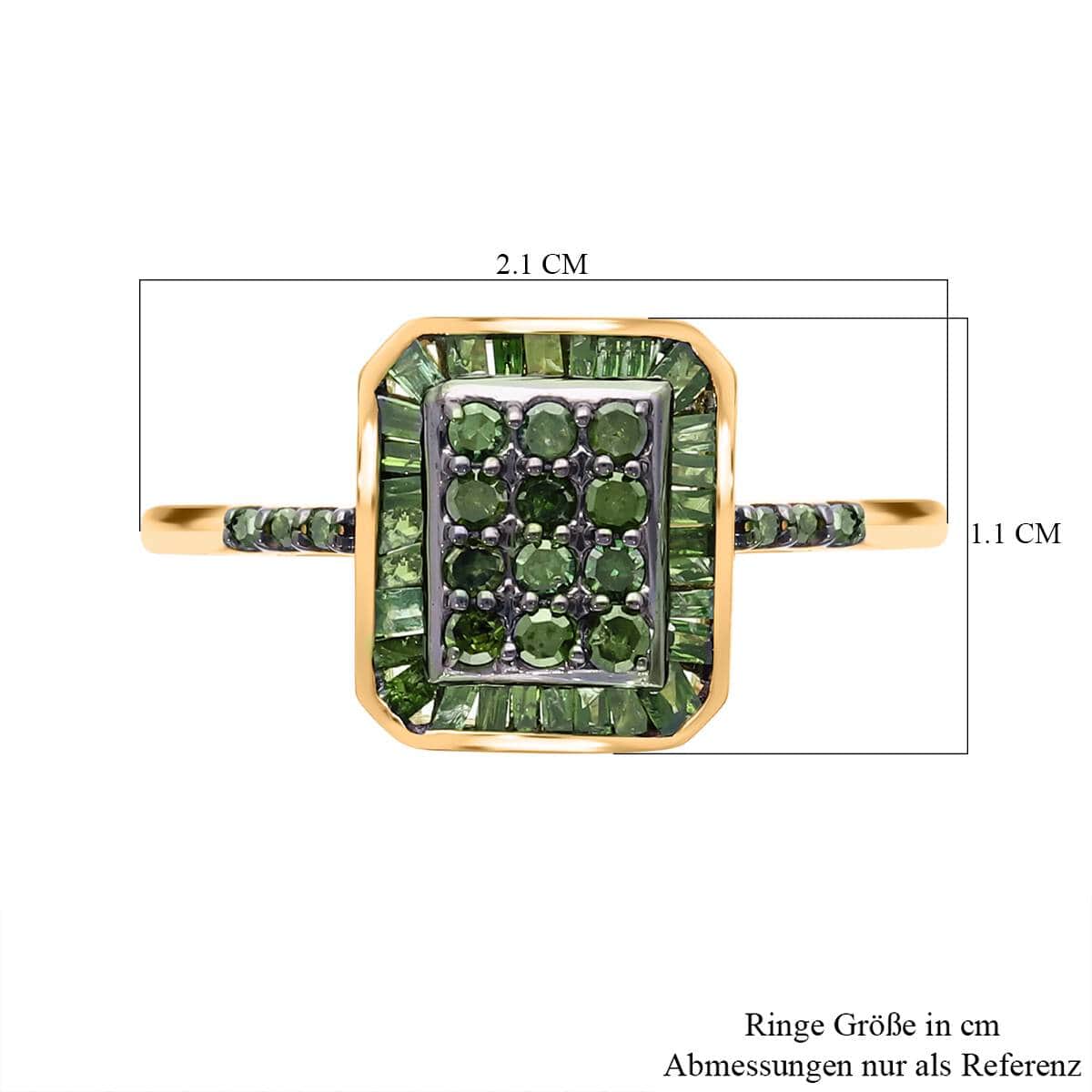 Green Diamond Ring in Vermeil Yellow Gold Over Sterling Silver (Size 10.0) 0.50 ctw image number 4