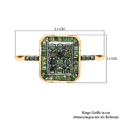 D'Joy Green Diamond Ring in Vermeil Yellow Gold Over Sterling Silver (Size 10.0) 0.50 ctw