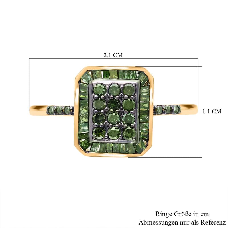 D'Joy Green Diamond Ring in Vermeil Yellow Gold Over Sterling Silver (Size 10.0) 0.50 ctw