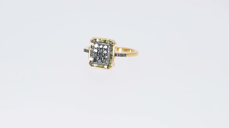Green Diamond Timeless Cluster Ring in Sterling Silver