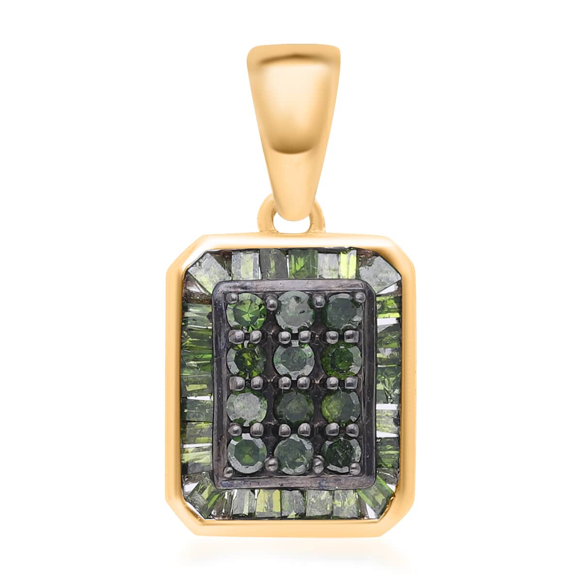 Green Diamond 0.50 ctw Pendant in Vermeil Yellow Gold Over Sterling Silver image number 0