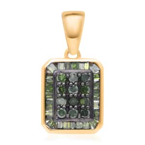 Green Diamond 0.50 ctw Pendant in Vermeil Yellow Gold Over Sterling Silver